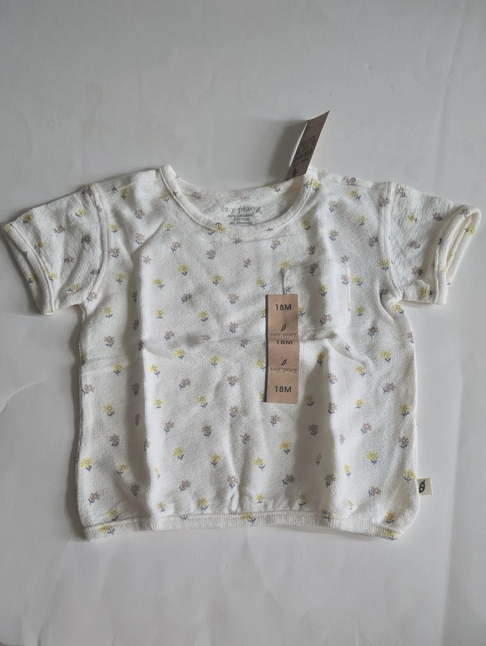 NWT Easy-Peasy Organic Cotton 3-Piece Set 18M Floral Shorts Onesie Tee